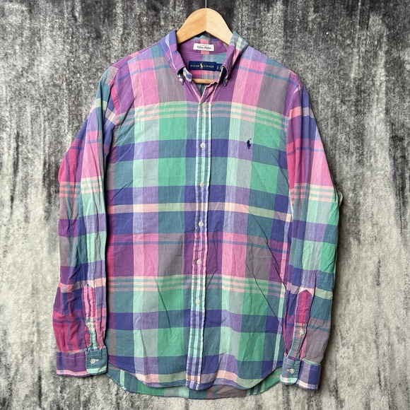 Ralph Lauren Shirt Mens Large Multicolor Indian Madras Plaid Button Down Casual - Picture 1 of 6
